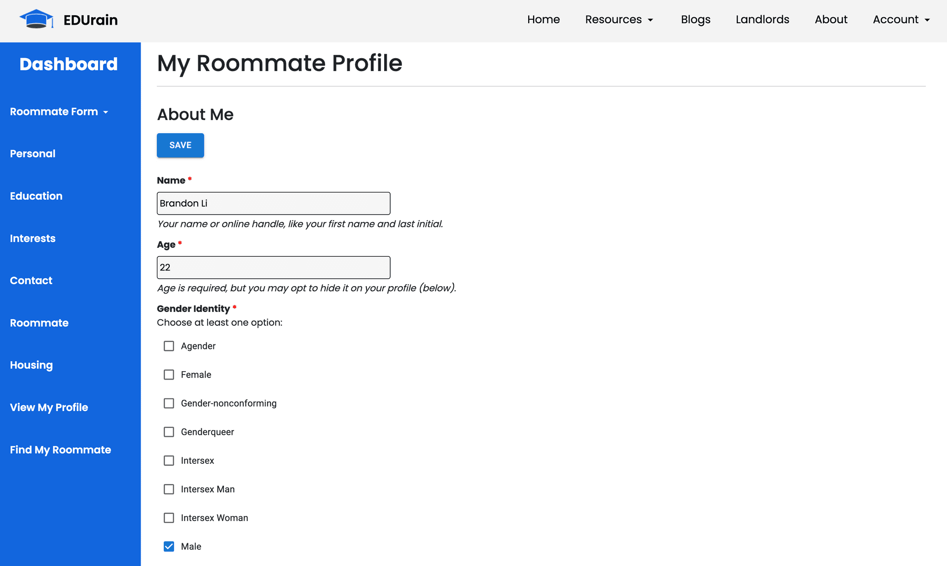 Roommate Form